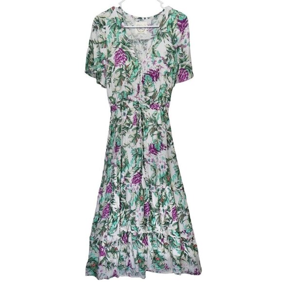 Sunday Mi Amor Dresses & Skirts - Anthropologie Sunday Mi Amor Maxi Dress Size XS Short Sleeve Floral Tiered Boho